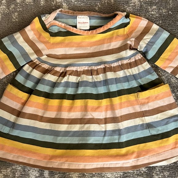 Toddler Girl's Striped Long Sleeve Winter Dess Hanna Anderson 12-18 Months